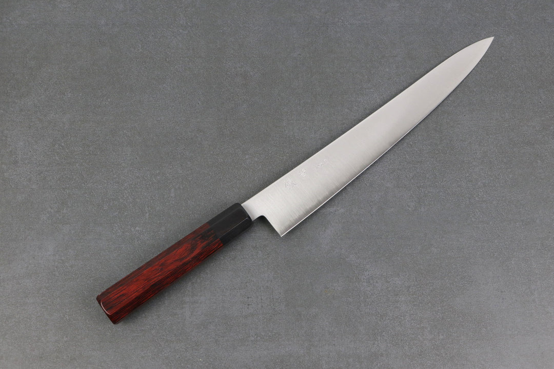 Gyuto 270mm HAP40 Silverback - Tsuchime finished, Complite handle Red