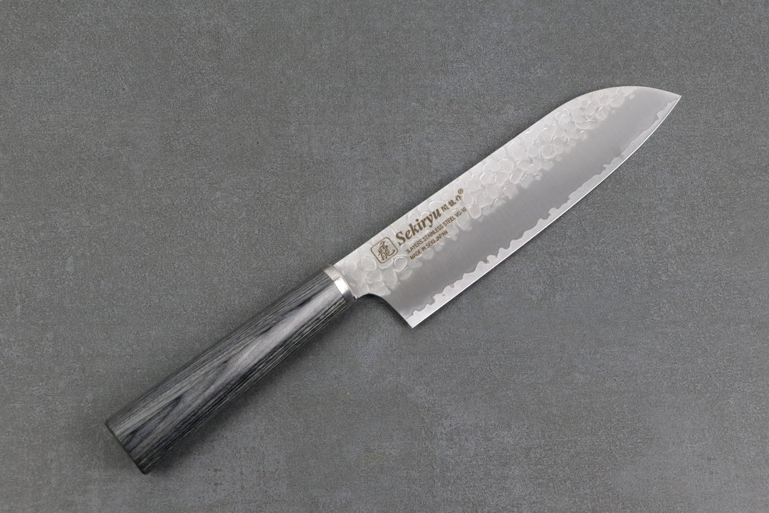 Santoku Messer mit grauem Holzgriff